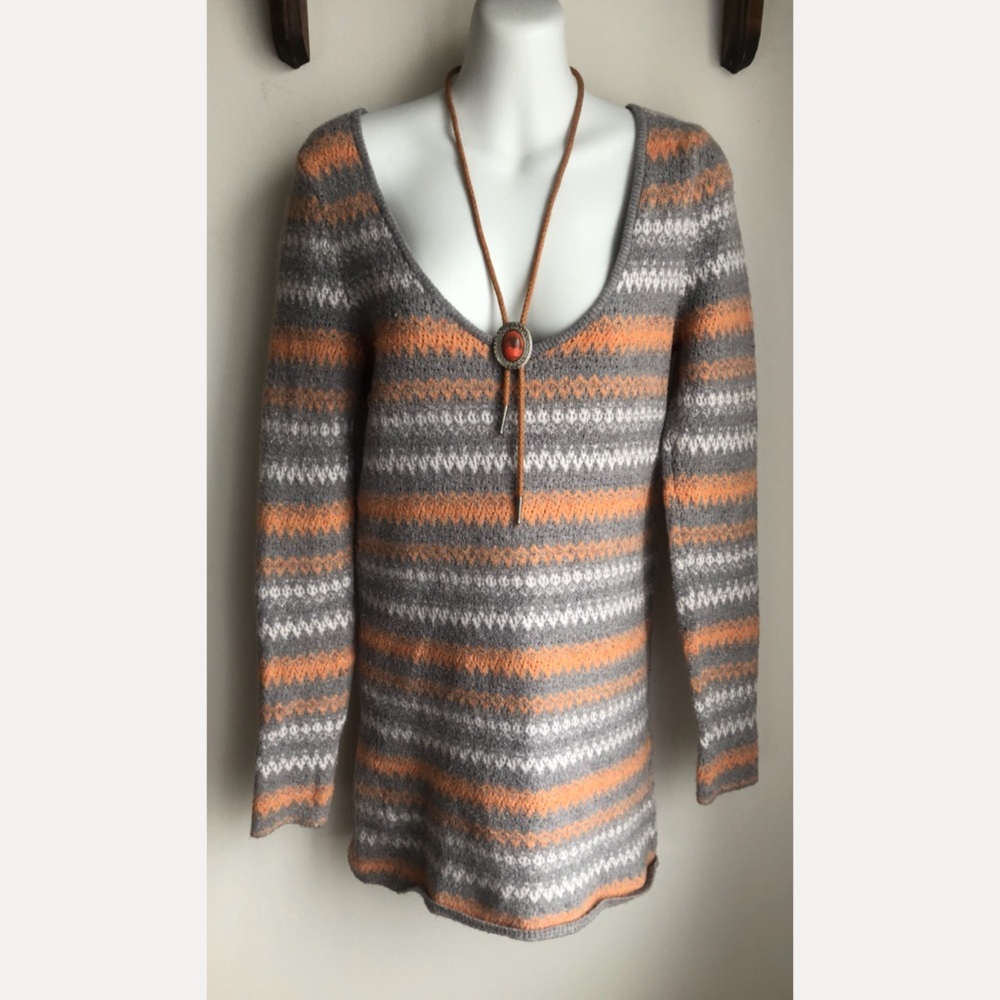 Free People gray and orange tunic sweater dress